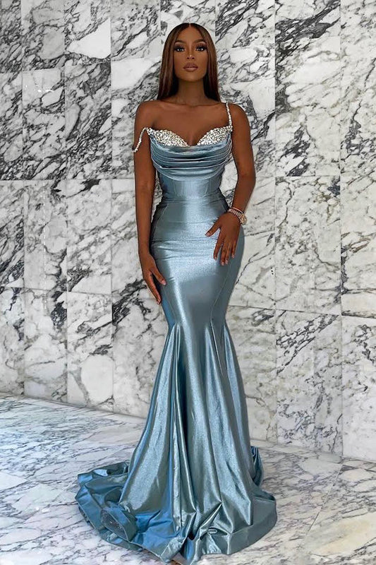 13772 - Sweetheart Straps Mermaid Blue Prom Evening Dress