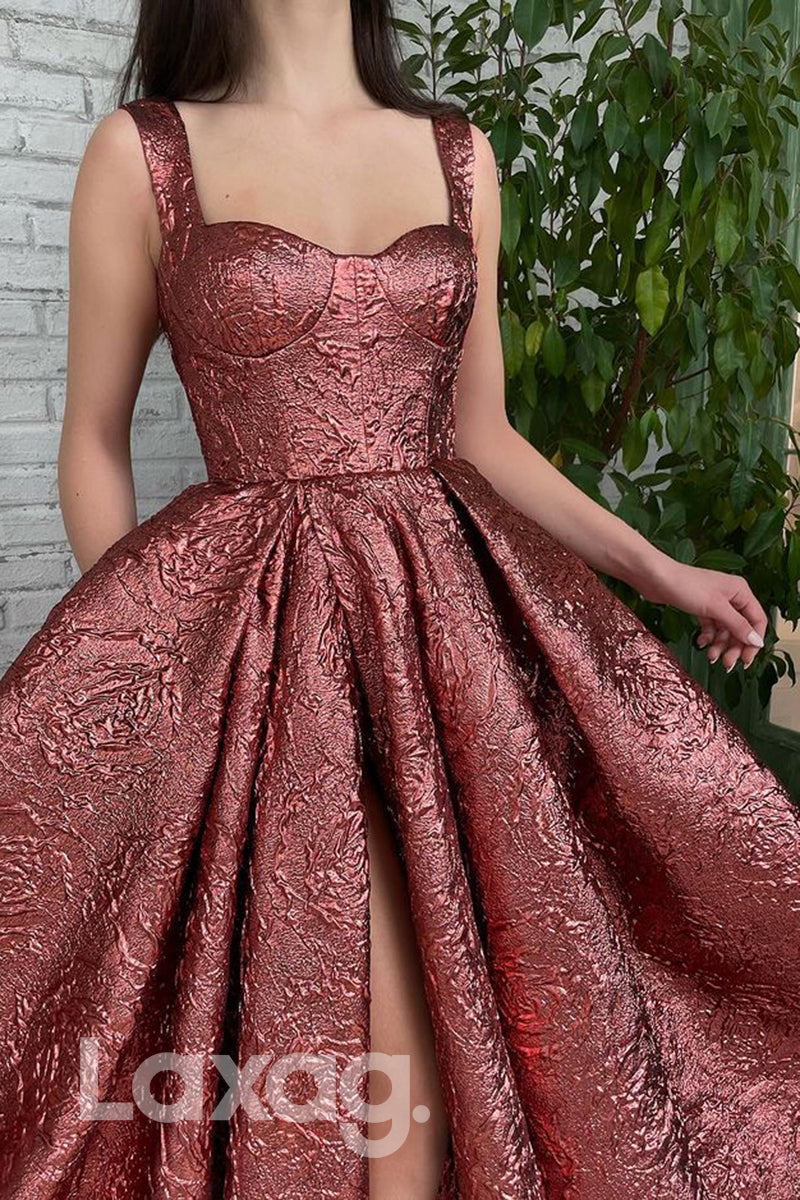 20722 - Double Straps Sweetheart High Split Long Prom Dress with Pockets|LAXAG